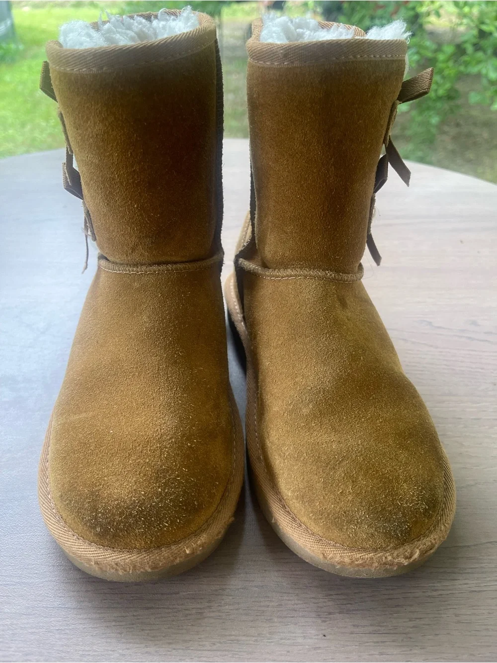 Koolaburra Kids Chestnut Suede Boots with White Shearling